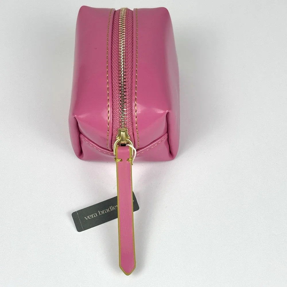 Vera Bradley Mini Cosmetic Case Ibis Rose Pink Faux Leather NWT Zip Pouch